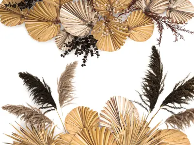 Wall panel made of dry palm leaves 222 3D model