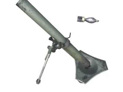 08-mortar-gun model 3d game ready model Low-poly 3D model Low-poly 3D model