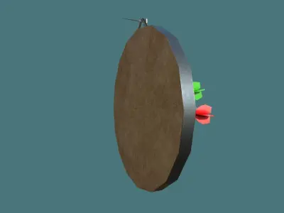 Dartboard dart board with three darts Low-poly 3D model