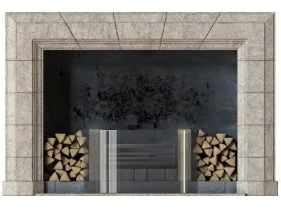 Modern Stone Fireplace 3D model