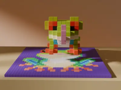 Frog Voxel Stylized Cubic Low-poly 3D model