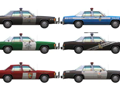 American Police Cars Low-poly 3D model