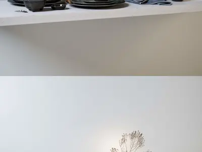 Decoration set of dinnerware on table Low-poly 3D model