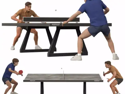 Modern Table Tennis Set Low-poly 3D model