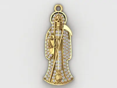  santa muerte holy death small size pendant 3D STL 3DM skull 3D print model