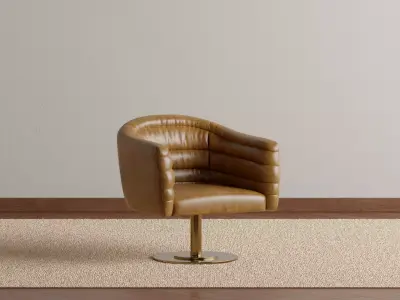 Aparejo Leather Swivel Base Chair 3D model