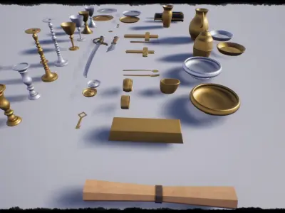 Fantasy Pirate Treasures Low-poly 3D model