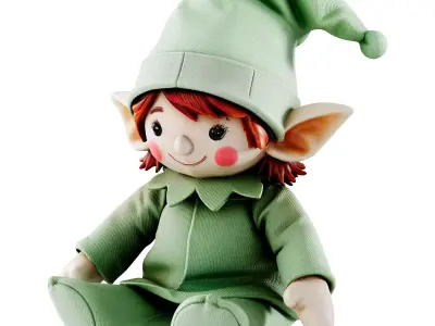Plush Christmas Elf Toy 3D model