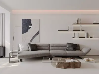Modern living room dining room interior scenes 270 3D model