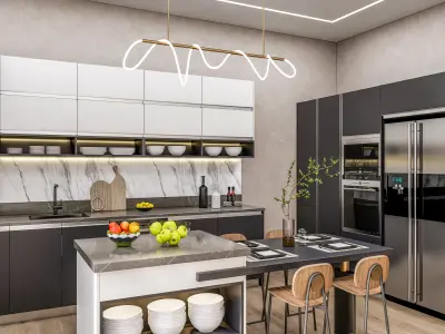 Kitchen fully parametric  Resizable manufacturable  006 3D model