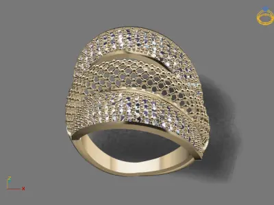 STL 3DM Print Ready Women Diamond Ring Lightweight Printable  3D print model 146