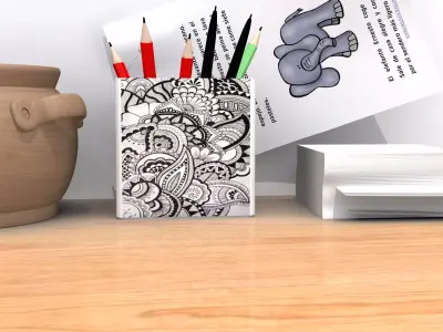 Shelf pencil holder Low-poly 3D model