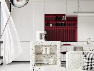 Modern living room dining room interior scenes 493 3D model
