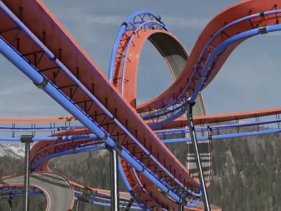 Acrobatic Auto Racing Circuit Low-poly 3D model