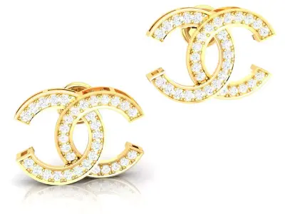 CC Earrings with Crystal Detailing Jewelry 3D print model