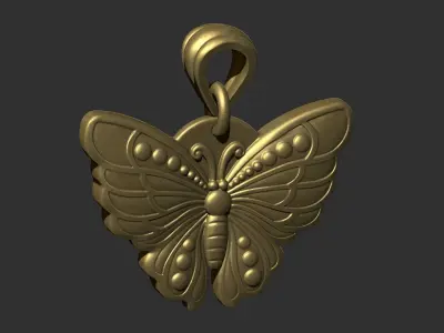 butterfly gold pendant 3D print model