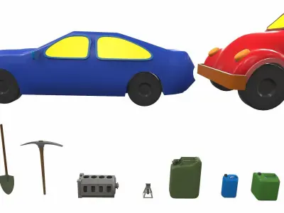 Cartoon work props pack vol 1 garage accessories 3D model