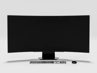 Curved monitor computer 3D model