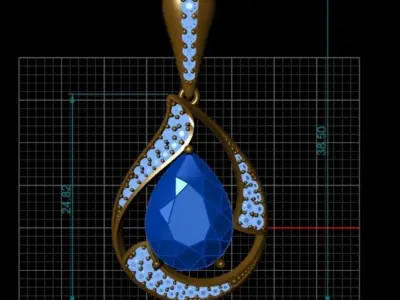 earring ruby 3D print model