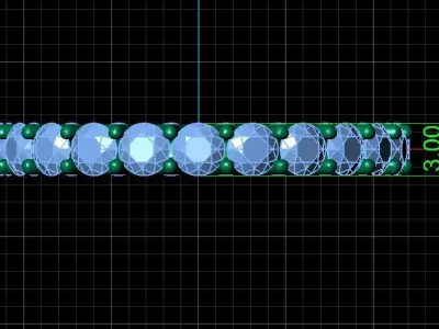 U Shaped Eternity Ring 3mm stone size swiss 17 and EU57 3D print model