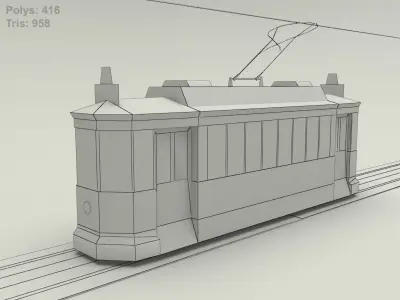 Old Tram Low-poly 3D model