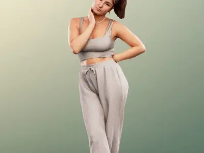 Jani 12817 - Standing Young Casual Woman Low-poly 3D model