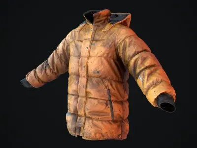 Dirty winter jacket Low-poly 3D model