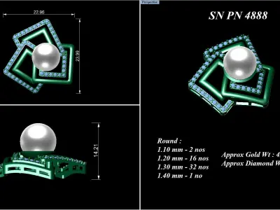 Pendant Earrings combo - 4888 3D print model
