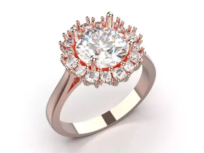 Bridal rose Gold Diamond stl 3dm Ring jr00201 3D print model