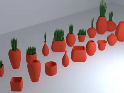 Terracotta Pots Collection Low-poly 3D model