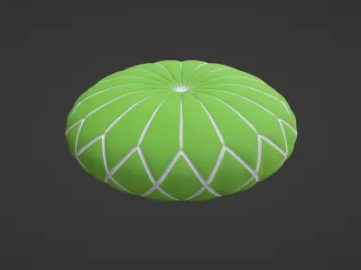 Round decorative green pillow 3D model