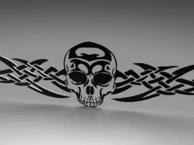 Tribal Skull for cut laze Low-poly 3D model