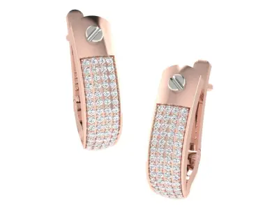 Solitaire Women Drop Earring 3dm STL OBJ FBX Render Details 3D print model 13