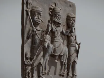 Ama Relief Plaque with Oba Low-poly 3D model
