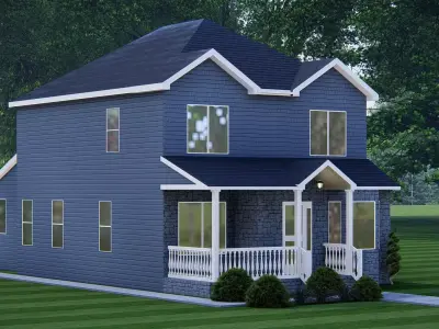 American Exterior House Design Classic Modern Country Home  3D model