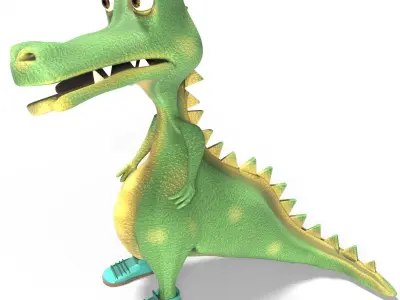 crocodile toon Low-poly 3D model