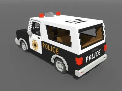 Voxel Police SUV Low-poly 3D model