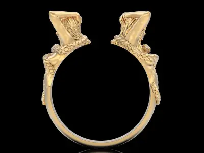 Girl snake ring gold printable jewelry 3D print model