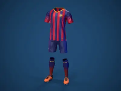 Football Jersey full outfit Barcelona Team  Low-poly 3D model