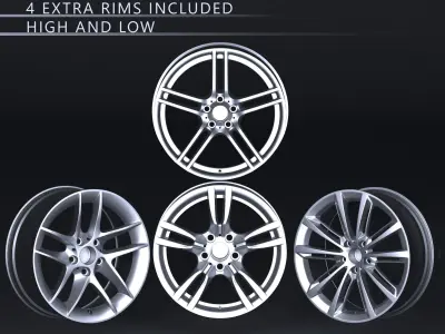 CAR WHEEL PACK 01 AR - VR - Highpoly - Low-poly 3D model