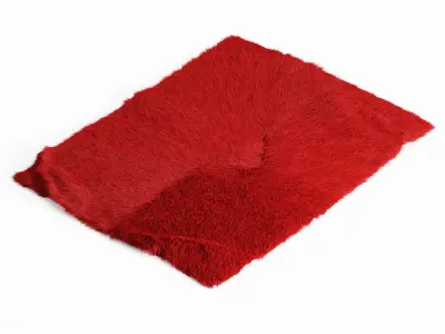 Red Angora Fur Rug 3D model