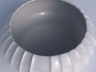 Bowl spheric squeezed wide with extruded vertical lines 3D print model