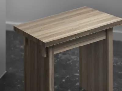 White wooden table Free 3D model
