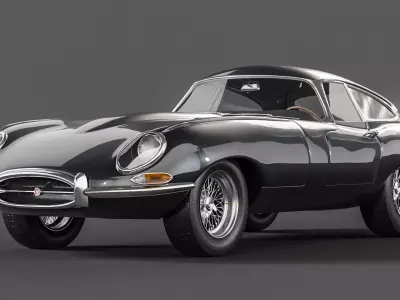 Jaguar E Type - Black Edition Low-poly 3D model