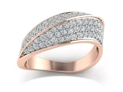 Light Weight Rose Gold Diamond Ring  -EZ R-143 3D print model