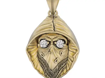 Skull hood rap pendant silver gold printable jewelry 3D model 3D print model