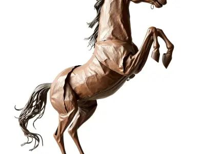 Bronze Stallion Sculpture model pack Low-poly 3D model
