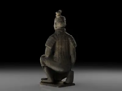 Chinese Kneeling Archer Qin Dynasty Raw Scan Free low-poly 3D model