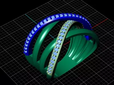 Tri Color Multi Row Crossover Ring 3D print model