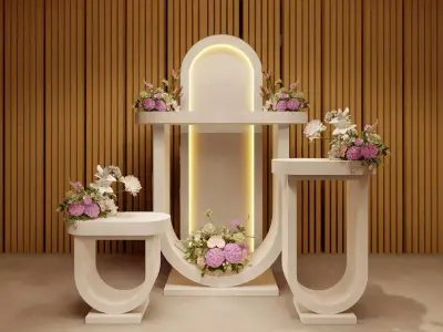 Elegant Floral Pedestal Stands Low-poly 3D model